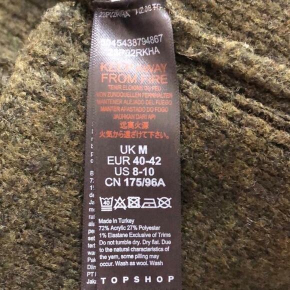 NEW TopShop Women’s Size 8-10 Green Button Front Cardigan Sweater - Picture 6 of 6